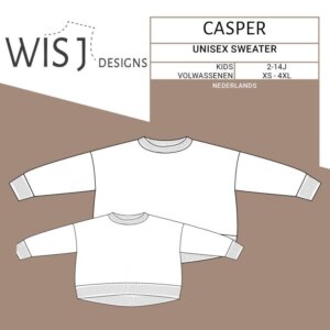 Wisj Naaipatroon Casper unisex trui/sweater voor kinderen en volwassenen