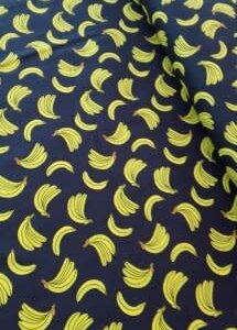 Polytex Katoen donkerblauw met gele bananen
