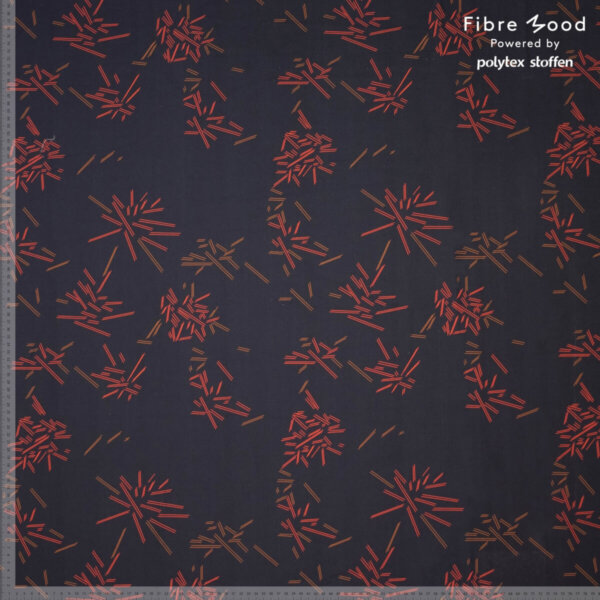 Fibre Mood elastisch Katoen wild stripe zwart/rood coupon 70cm