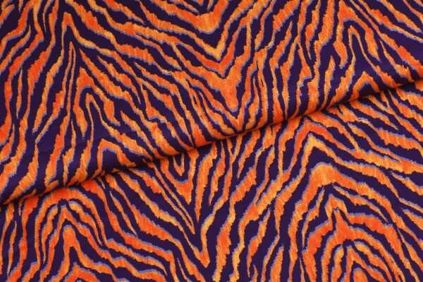 ALV 2309 Paarse stof met Oranje zebramotief
