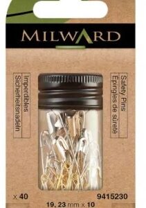 Milward safty pins in glazen potje zilver/goud E*