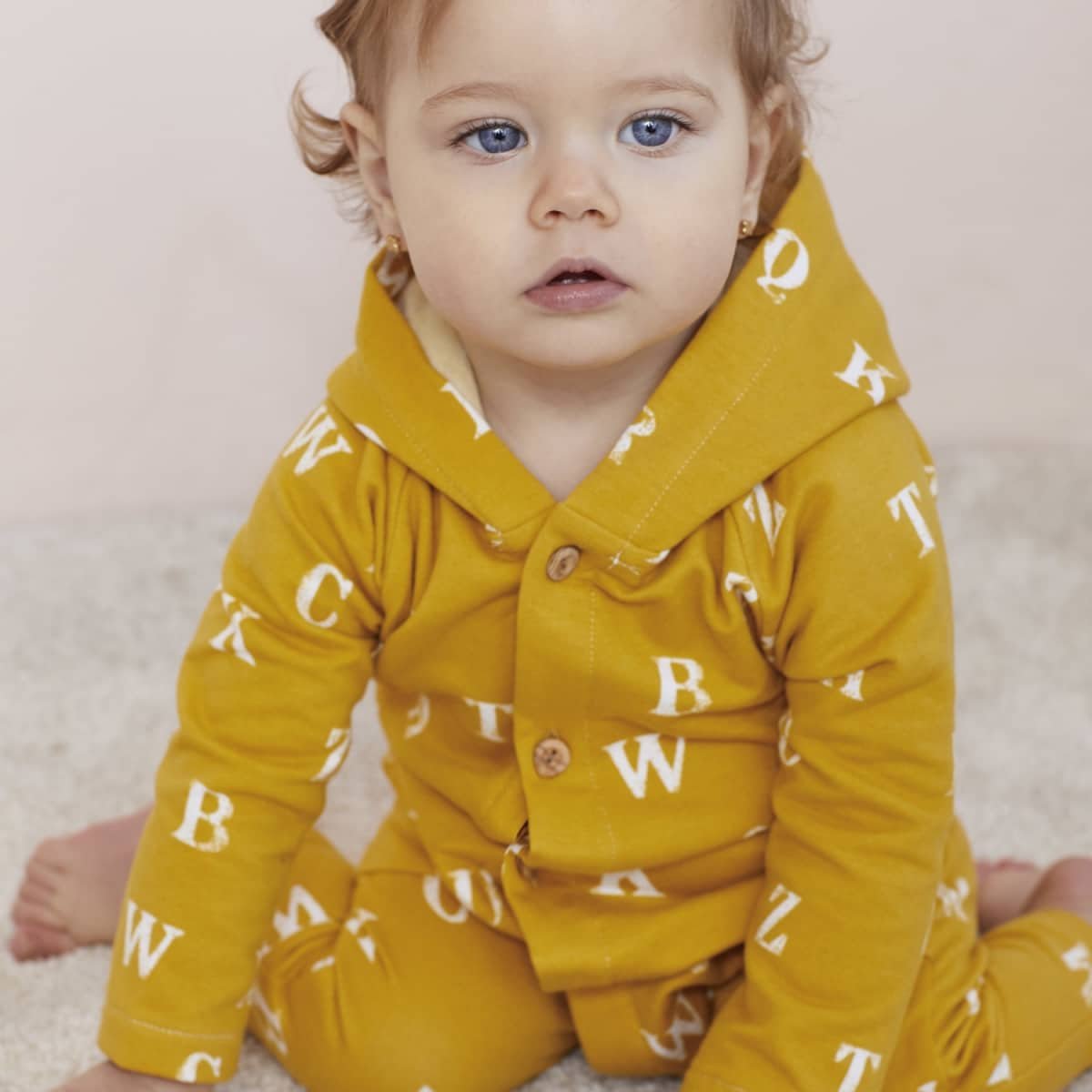 Katia fabrics Soft French Terry Print Typo Mimosa SFTP 3*